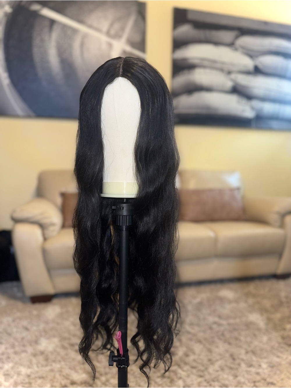 Natural Black Long Wavy Lace Front Wig by New Born Free